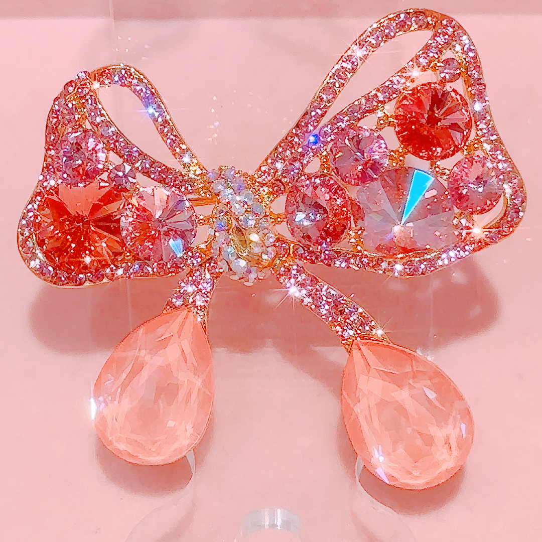 蝴蝶结 奥地利施华洛水晶 镀金饰品 夹子珠宝首饰详情图4