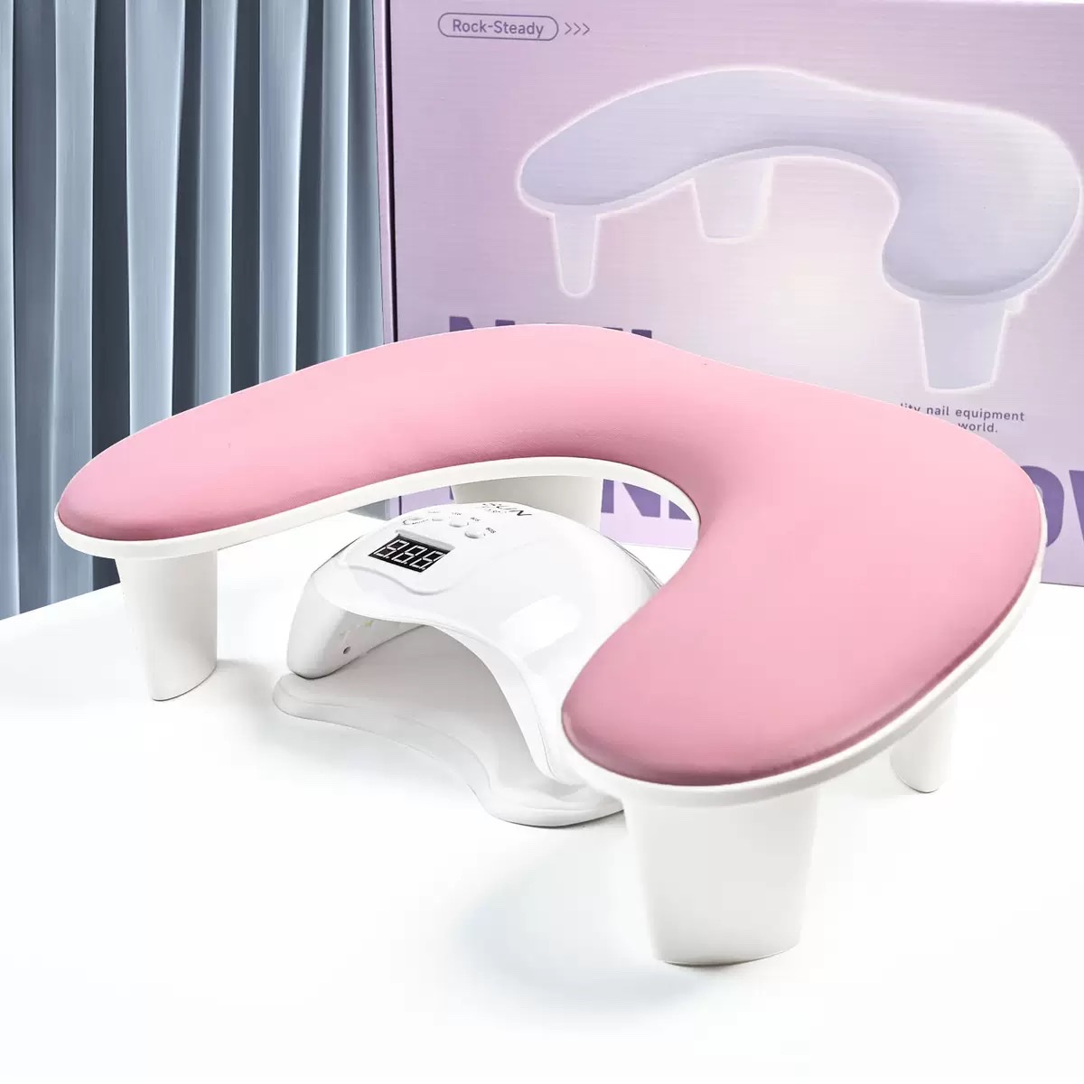 This Russian-style nail art U-shaped hand pillow features a detachable stand with an inclined design. Made of PU leather, it is comfortable, simple and multi-functional details Picture