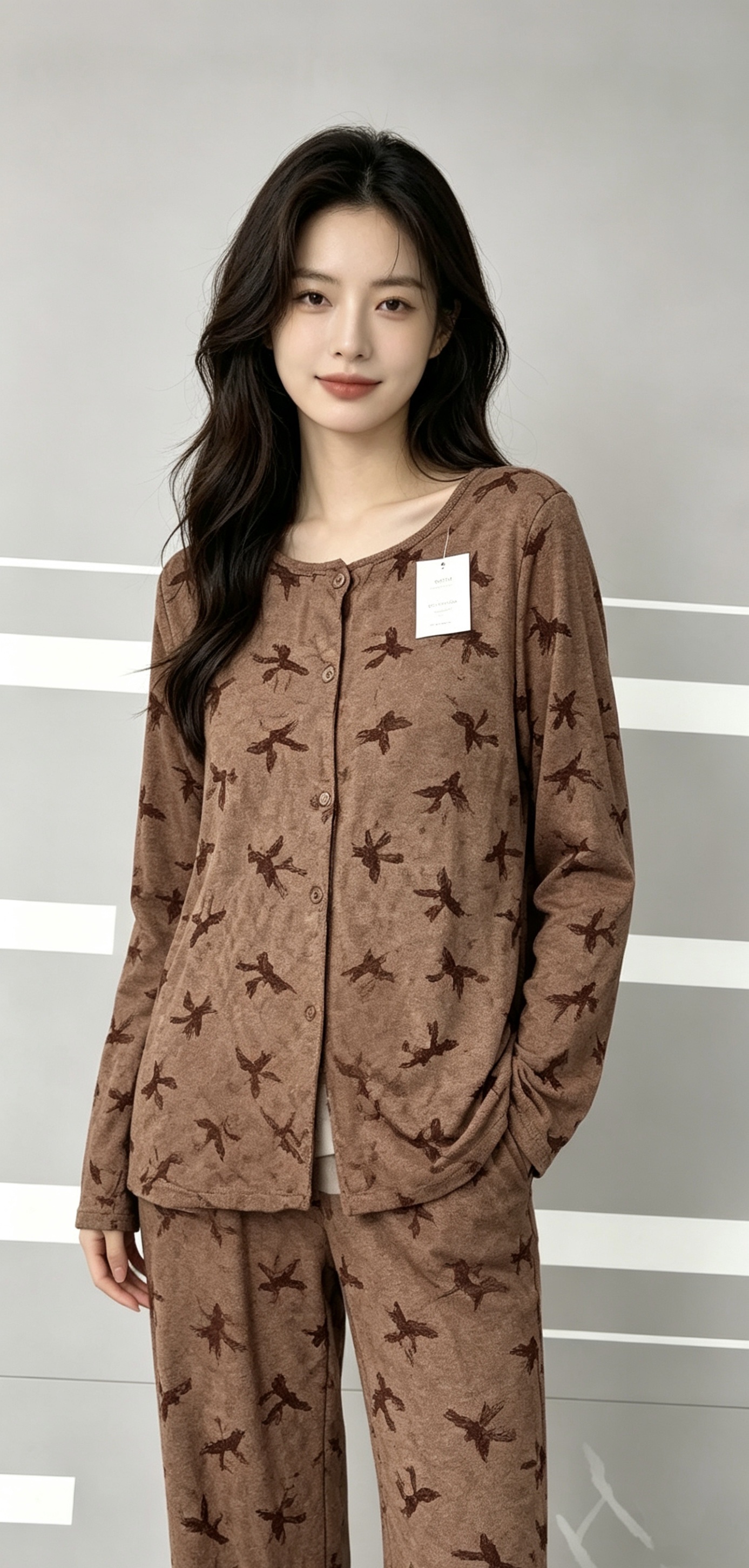 超柔软女式春秋长袖睡衣时尚秋季家居套装详情图4