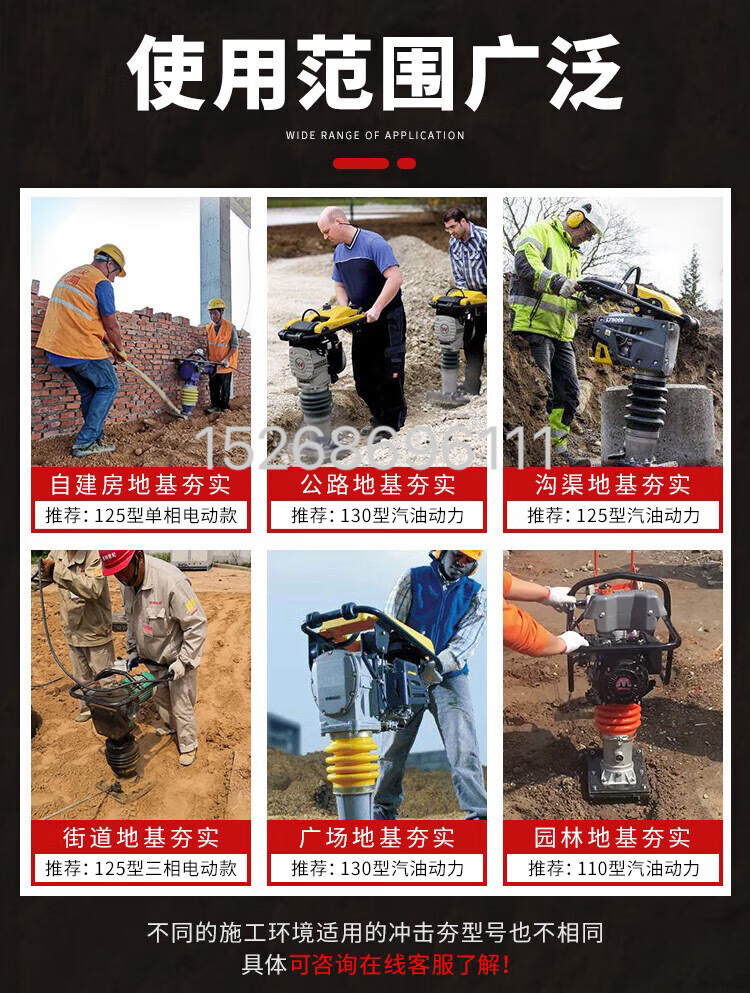 路面冲击夯手扶水泥桥面混凝土路面夯实机电动汽  柴  油立式打夯机 detail image 4