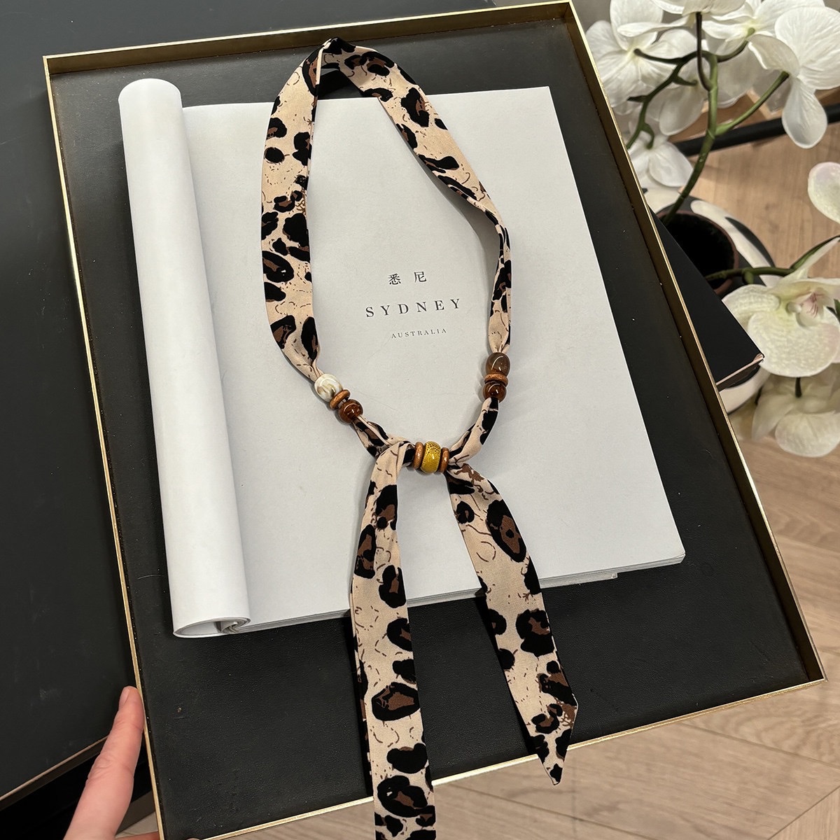 Hot-selling ZZMS026# Vitality Bead beaded Scarf. Retro long ribbon beaded detail image 19