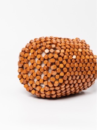 Retro European and American pure hand-woven beaded wooden beads women's hand shoulder, large capacity, casual and trendy details Picture