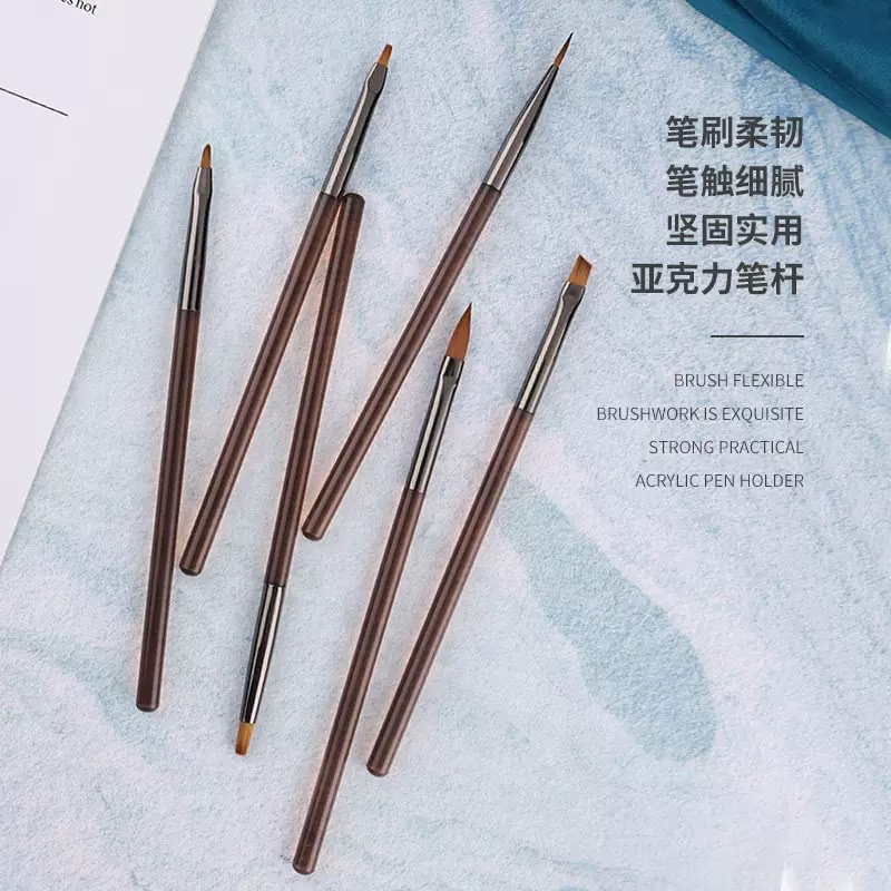 Tea-colored nail art pen set, color painting flower drawstring pen, phototherapy pen, autumn chrysanthemum shading tool brush Specification image
