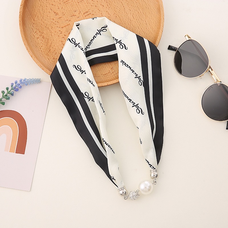 Bestseller ZZMS053# Pearl with Diamond magnetic clasp Necklace Silk Scarf detail image 14