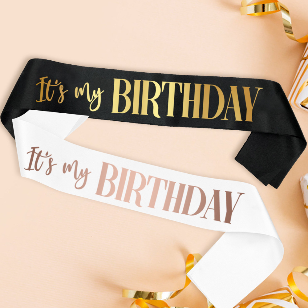 女孩派对It’s my birthday 烫金肩带礼仪带