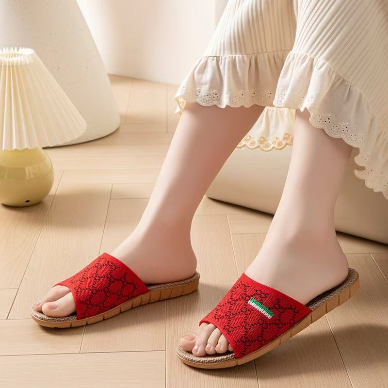New home linen slippers with a woven surface, both men's and women's indoor slippers, sweat-absorbing and breathable, all-season slippers, durable and easy to wear, women's summer home slippers detail image 9