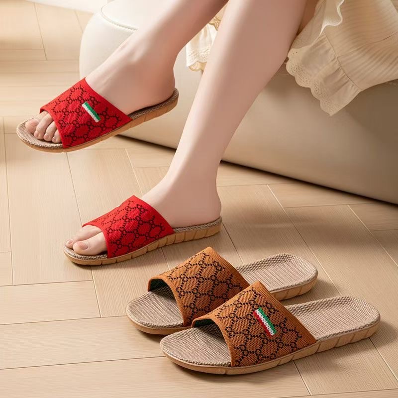 New home linen slippers with a woven surface, both men's and women's indoor slippers, sweat-absorbing and breathable, all-season slippers, durable and easy to wear, women's summer home slippers detail image 8