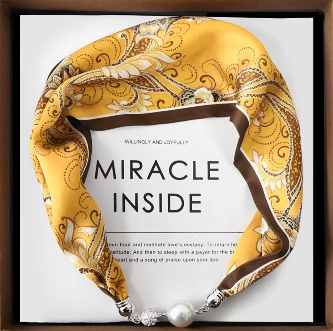 Bestseller ZZMS053# Pearl with Diamond magnetic clasp Necklace Silk Scarf detail image 19