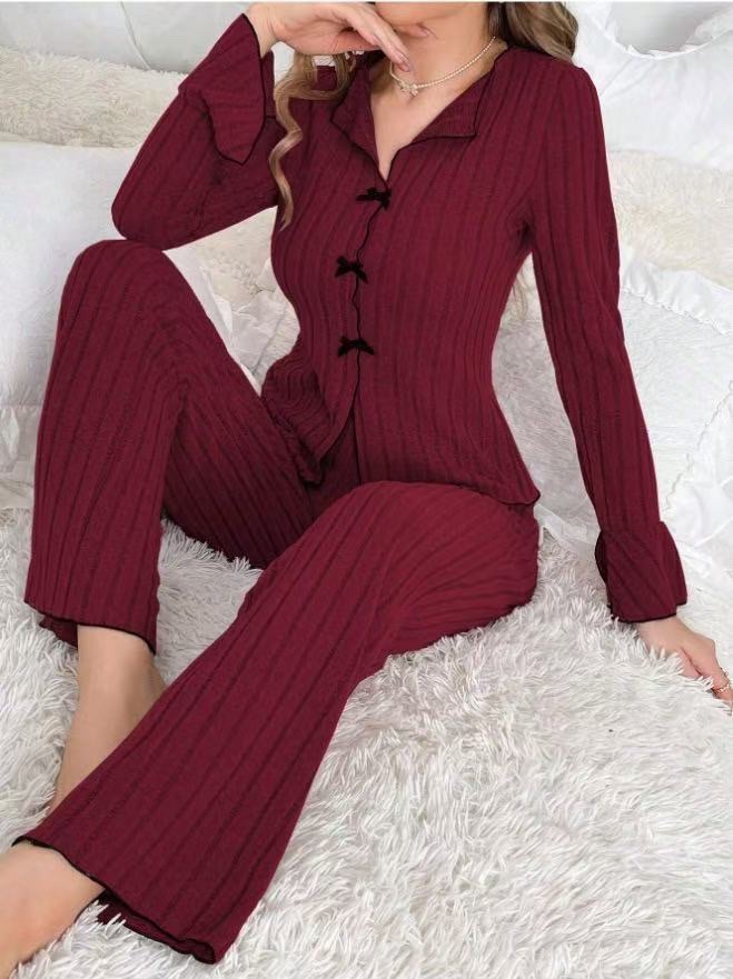 2026欧美跨境睡衣女两件套春秋款居家休闲时尚可外穿家居服套装 Item Picture