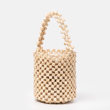 Retro European and American pure hand-woven beaded wooden beads women's hand shoulder, large capacity, casual and trendy detail image 3