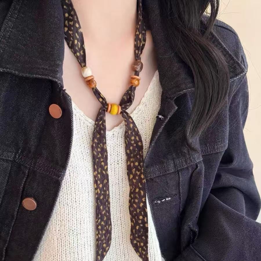 Hot-selling ZZMS026# Vitality Bead beaded Scarf. Retro long ribbon beaded detail image 11
