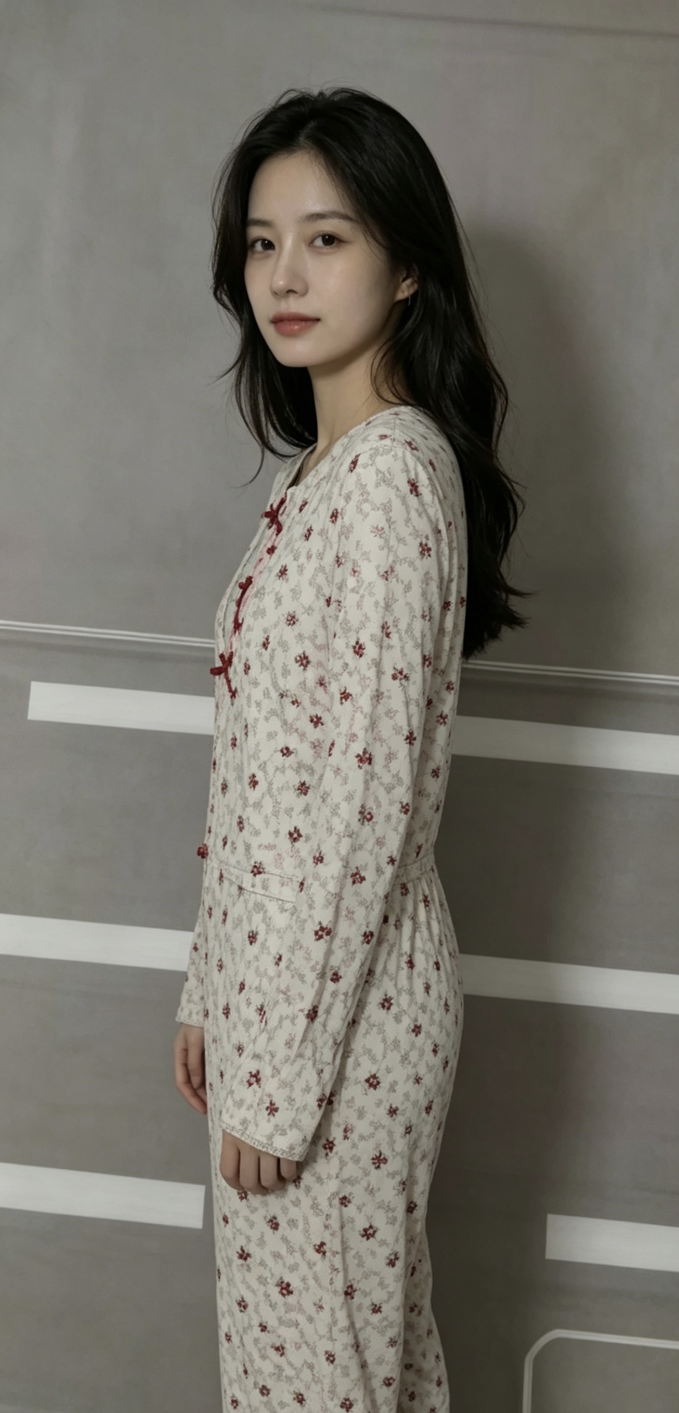 法式少女蕾丝花边拼接碎花长袖睡衣女春秋新款家居服长裤套装白底实物图