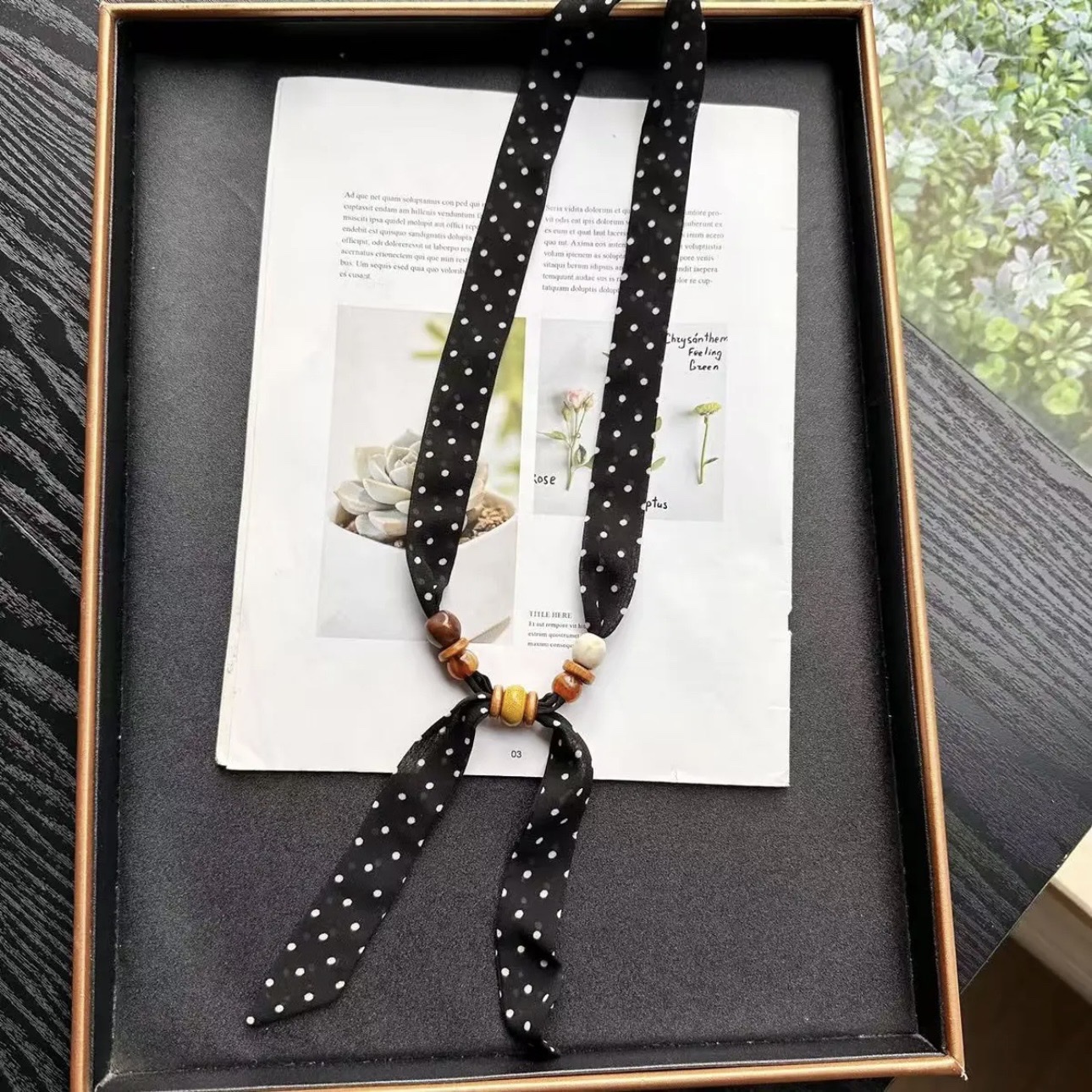 Hot-selling ZZMS026# Vitality Bead beaded Scarf. Retro long ribbon beaded detail image 8