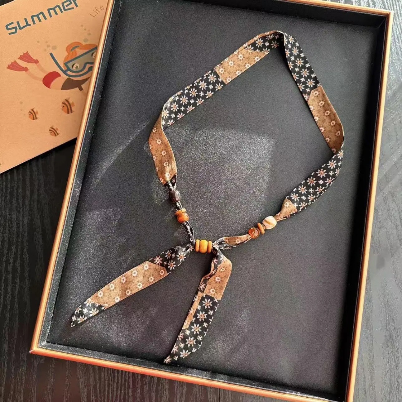 Hot-selling ZZMS026# Vitality Bead beaded Scarf. Retro long ribbon beaded detail image 9