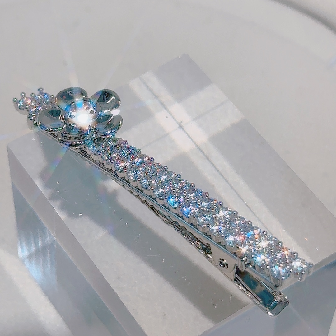 锆石➕镀金旋转花发卡发饰花朵饰品珠宝首饰详情图8