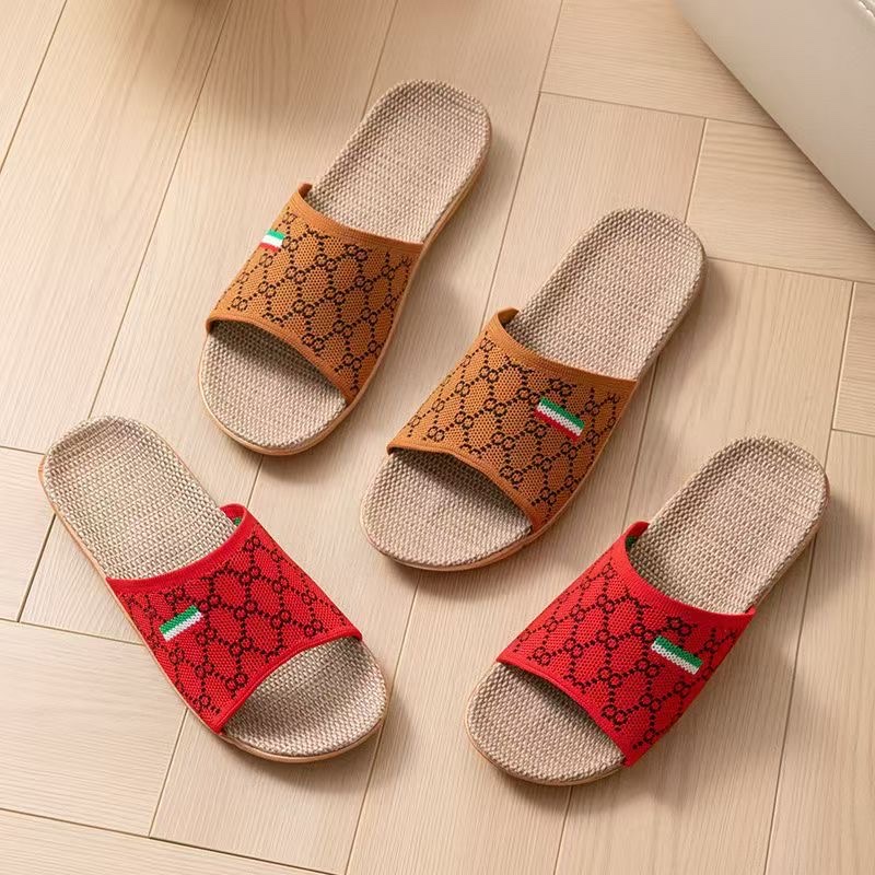 New home linen slippers with a woven surface, both men's and women's indoor slippers, sweat-absorbing and breathable, all-season slippers, durable and easy to wear, women's summer home slippers detail image 6