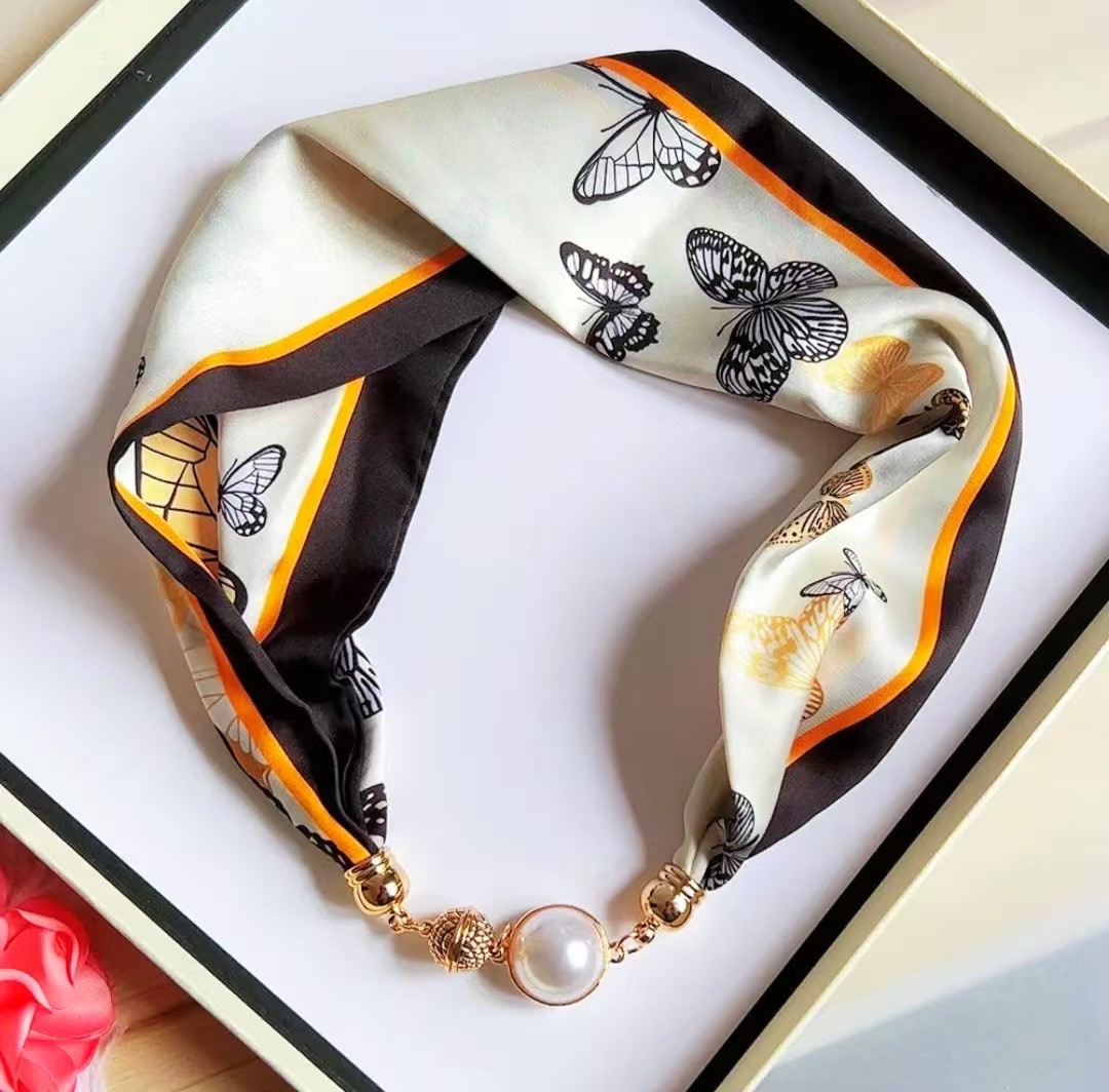 Bestseller ZZMS053# Pearl with Diamond magnetic clasp Necklace Silk Scarf detail image 10