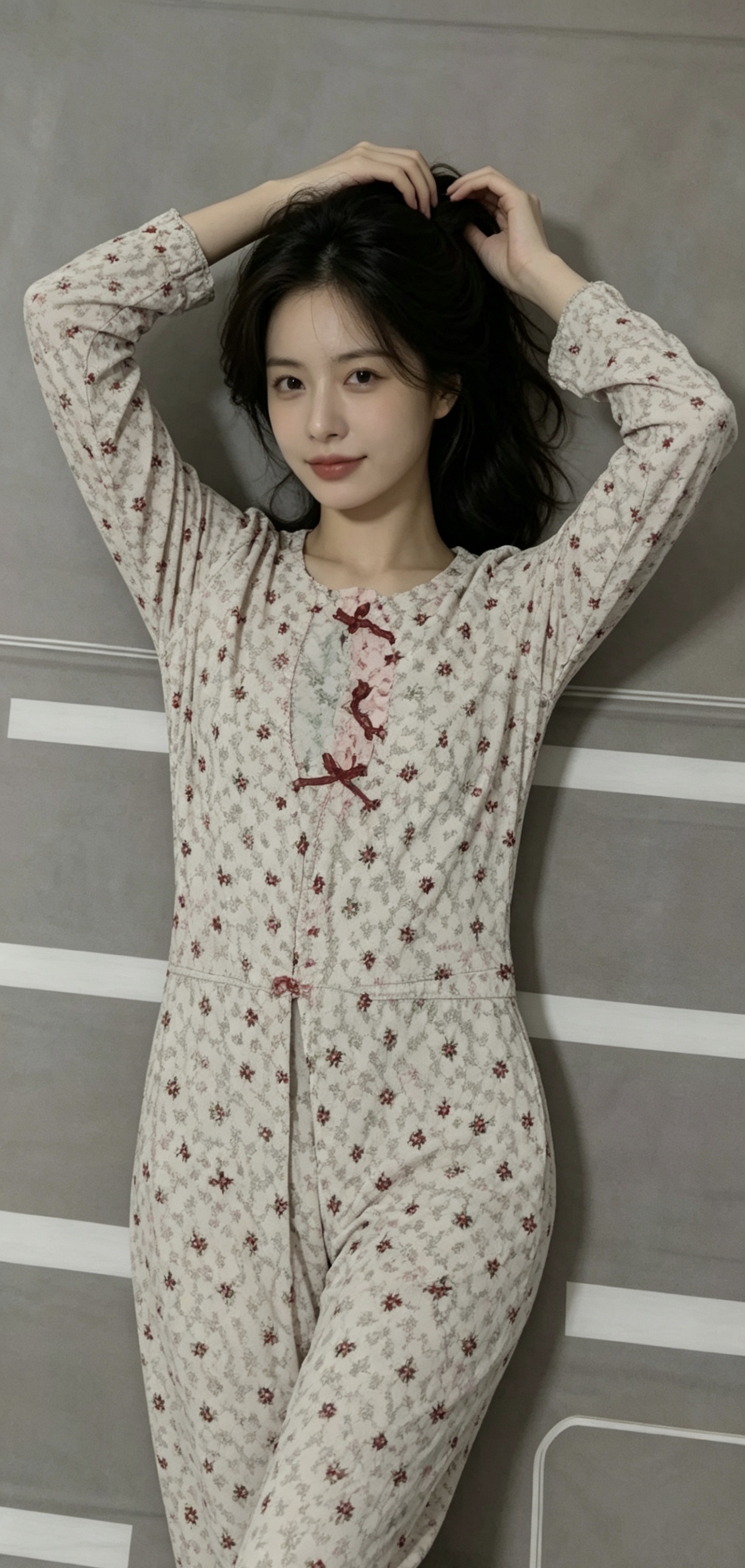 法式少女蕾丝花边拼接碎花长袖睡衣女春秋新款家居服长裤套装详情图3