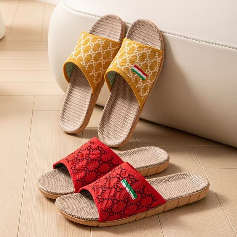 New home linen slippers with a woven surface, both men's and women's indoor slippers, sweat-absorbing and breathable, all-season slippers, durable and easy to wear, women's summer home slippers detail image 4