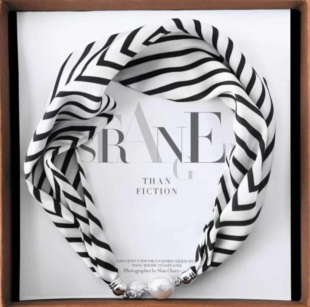 Bestseller ZZMS053# Pearl with Diamond magnetic clasp Necklace Silk Scarf detail image 11