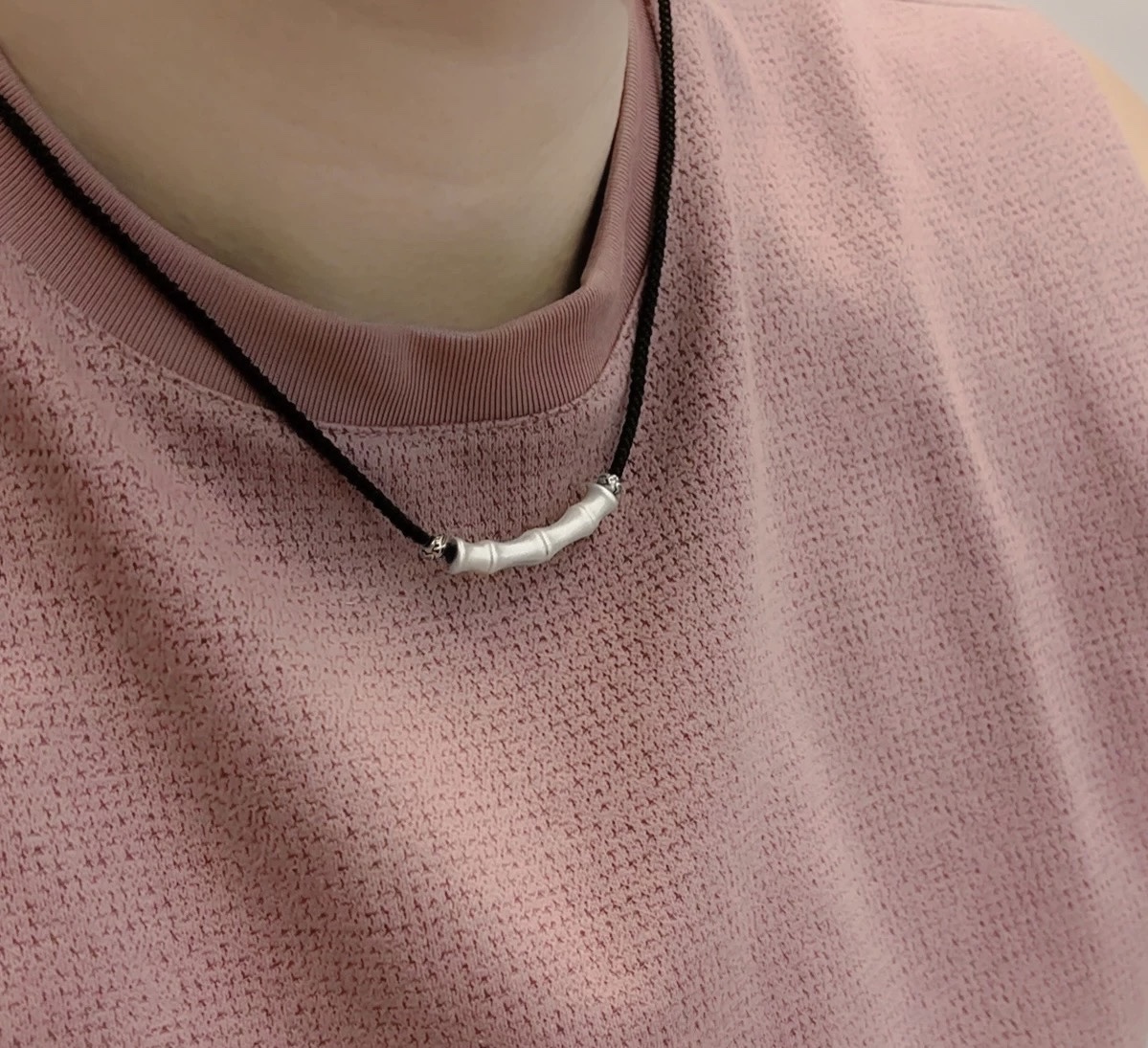New Chinese aesthetic pure silver bamboo joint couple necklace collarbone chain