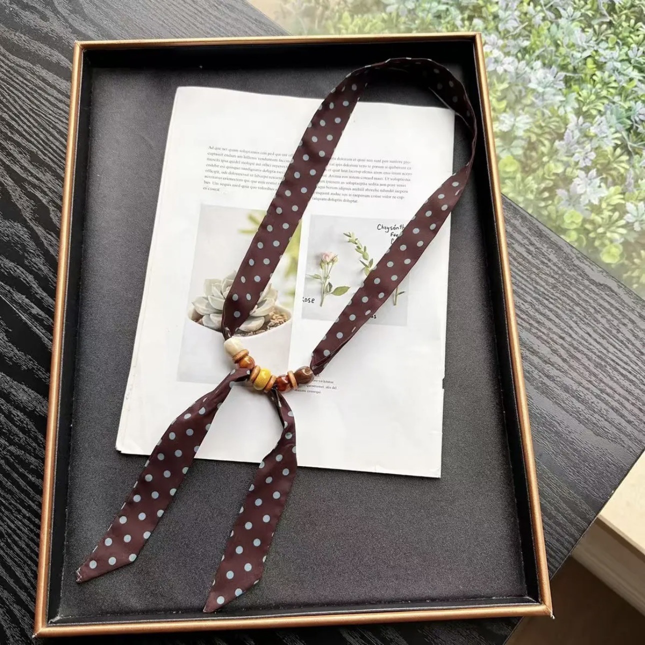 Hot-selling ZZMS026# Vitality Bead beaded Scarf. Retro long ribbon beaded detail image 5