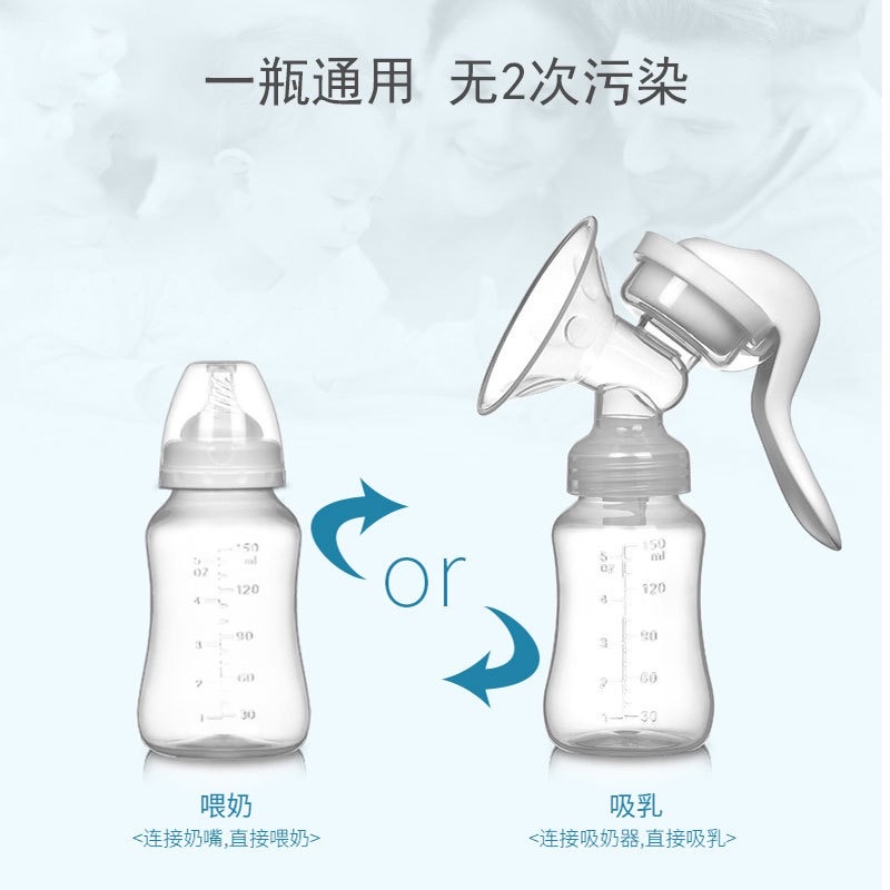 英文包装手动吸奶器孕产妇用品硅胶挤奶器拔奶催乳Breast pump产品图