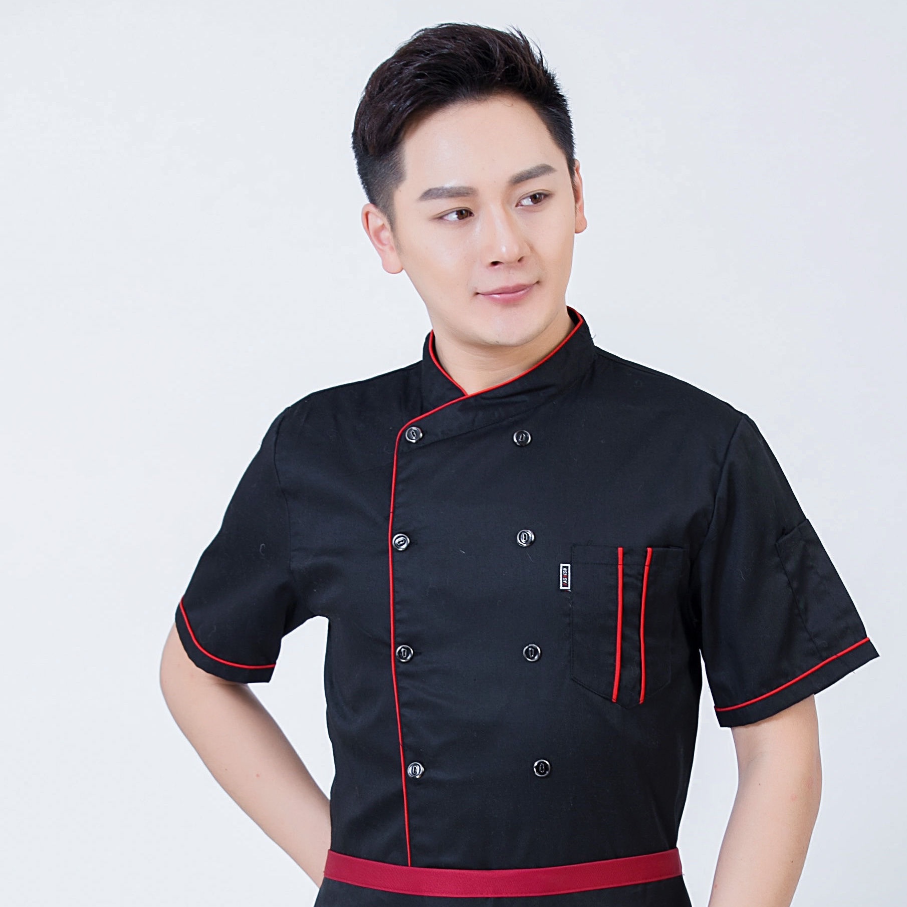 Men's long-sleeved, durable work clothes for hotel chefs, short-sleeved, breathable kitchen chef uniforms, and women's pastry and baker suits Item Picture