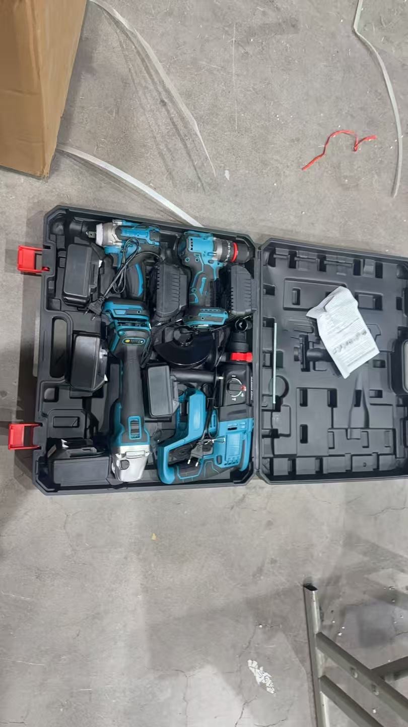 مجموعة أدوات كهربائية من طراز 21V24V من الطراز التقني لا تحتوي على مجموعة من 4 مجموعات من أدوات الليثيوم دون فرشاة، مطرقة/مثقاب كهربائي/مطحنة الزاوية/مفتاح ربط كهربائي. Specification image