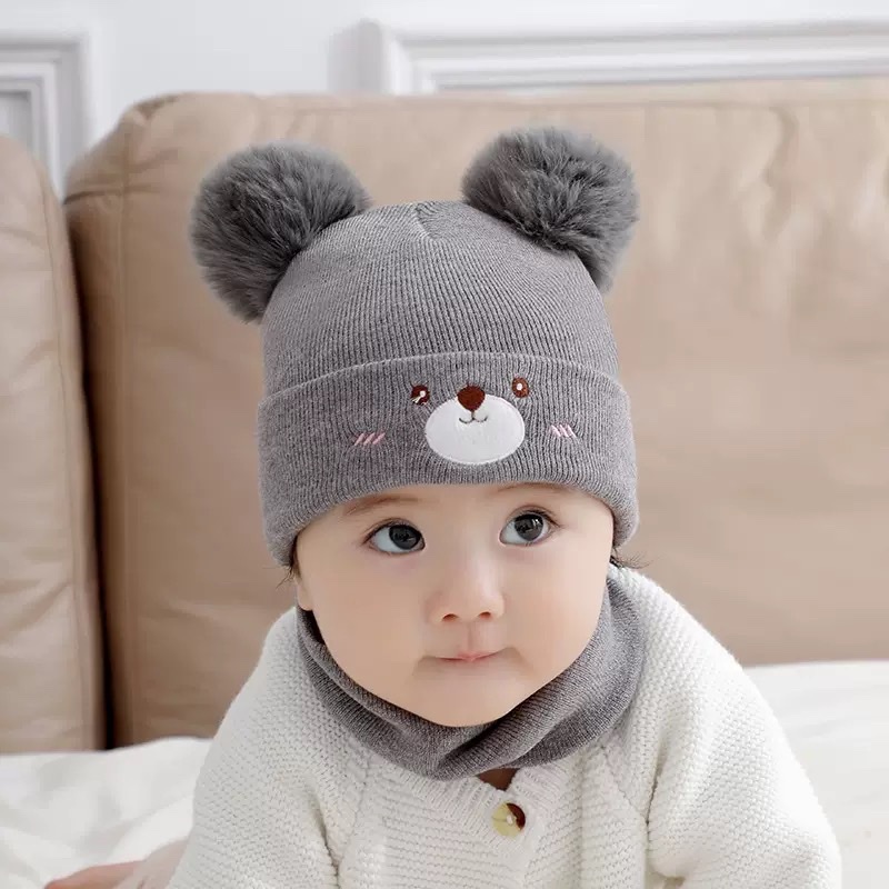 Cute woolen knitted caps for boys and girls aged 0-3, thin and warm windproof caps for infants and children in autumn and winter detail image 6