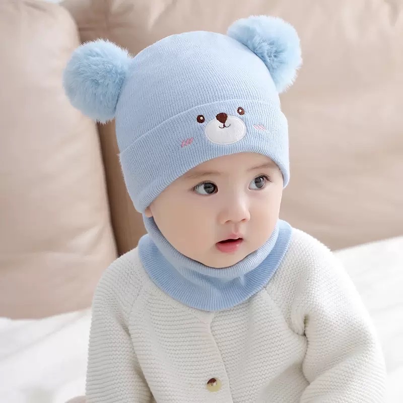 Cute woolen knitted caps for boys and girls aged 0-3, thin and warm windproof caps for infants and children in autumn and winter detail image 2