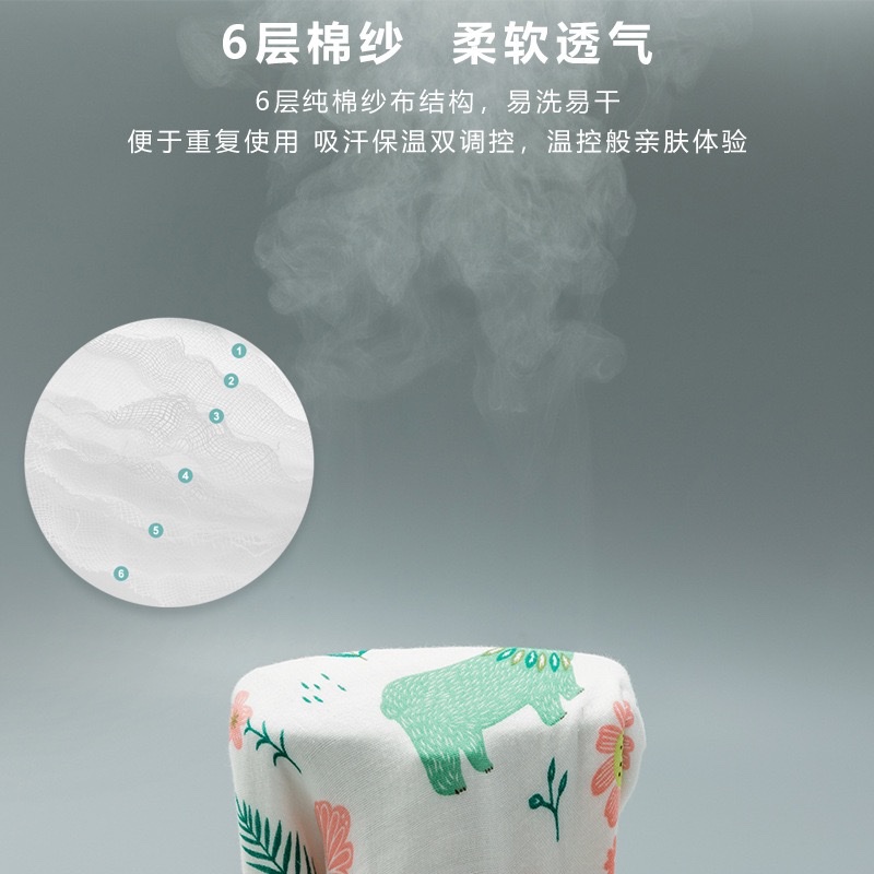 全棉a类六层纱布儿童浴巾新生吸水柔软印花盖毯宝宝浴巾详情图3