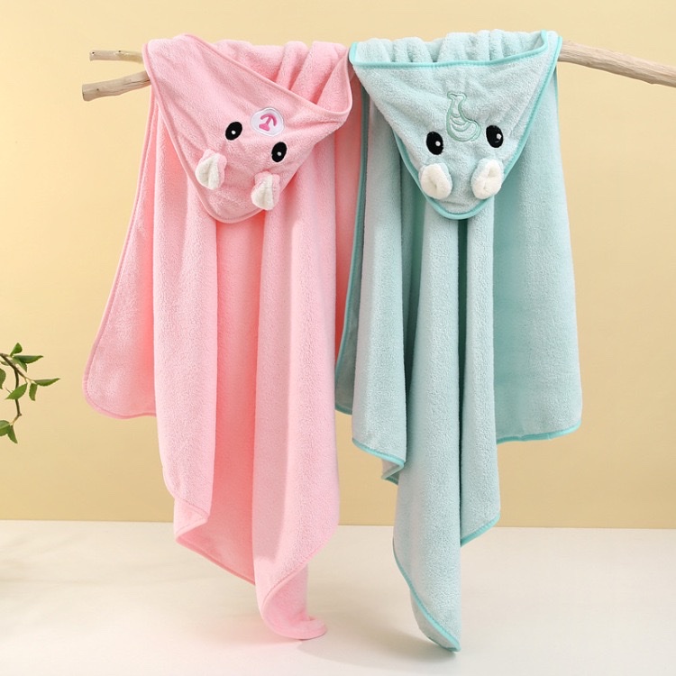 珊瑚绒婴幼儿浴巾刺绣可爱柔软吸水速干抱被可加LOGO来图来样定做