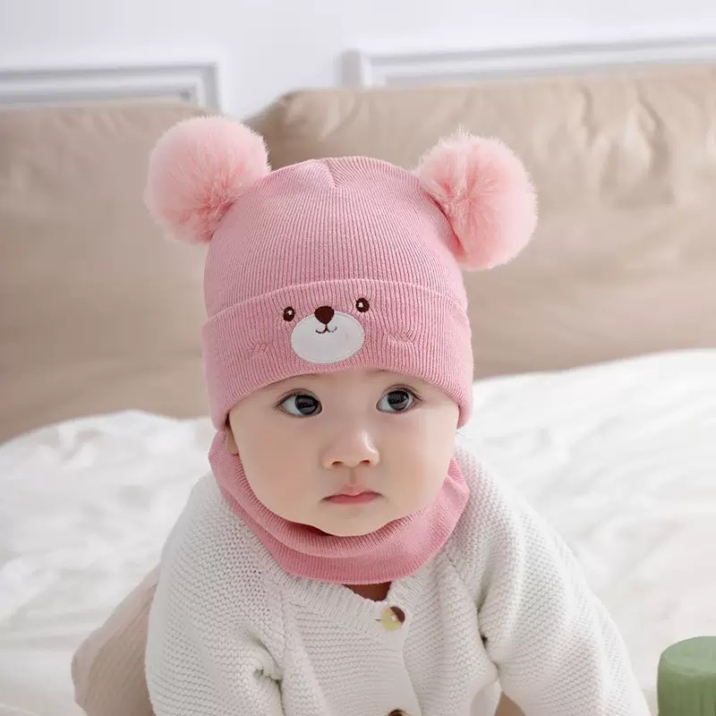 Cute woolen knitted caps for boys and girls aged 0-3, thin and warm windproof caps for infants and children in autumn and winter detail image 3