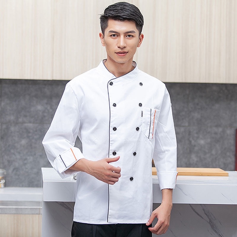 Red short-sleeved chef's uniform, breathable for men in summer, kitchen, cafeteria, and back kitchen work clothes, as well as work clothes for restaurants and hot pot restaurants details Picture