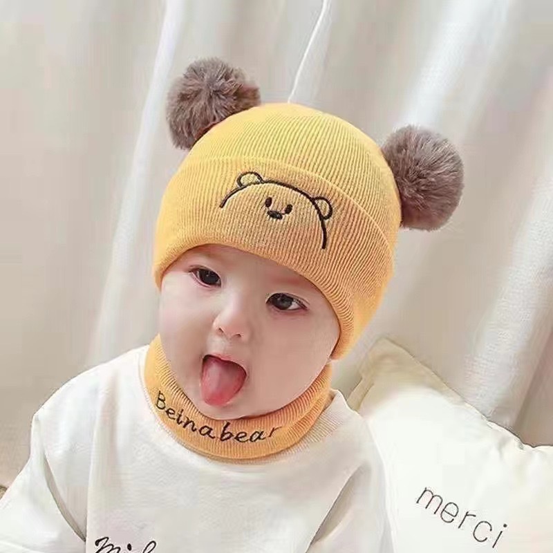可爱毛线针织帽0一3岁男童女宝宝秋冬季薄款婴幼儿童保暖防风帽