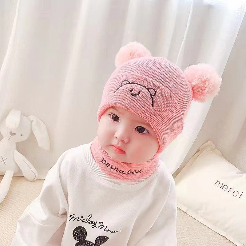Cute woolen knitted caps for boys and girls aged 0-3, thin and warm windproof caps for infants and children in autumn and winter Specification image