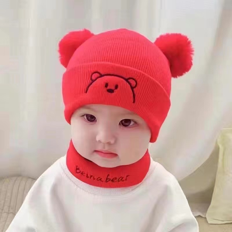 Cute woolen knitted caps for boys and girls aged 0-3, thin and warm windproof caps for infants and children in autumn and winter details Picture