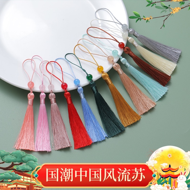 Tassel small pendant, 7 cm, beaded, ancient-style retro bookmark, tassel decoration, hanging accessory, pendant, wholesale details Picture