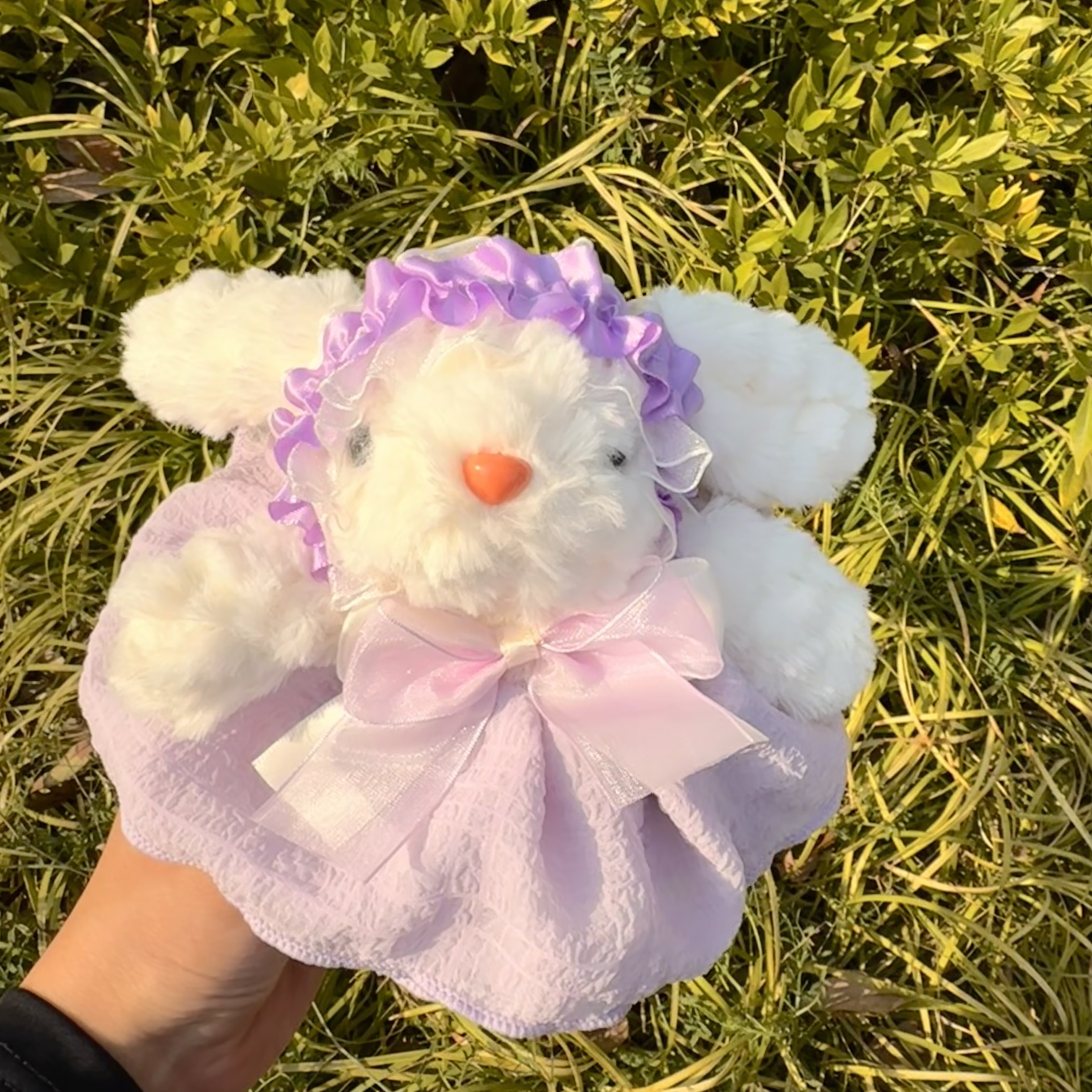 软萌毛绒小兔子玩偶挂件蓝色蝴蝶结蕾丝裙包包配饰少女心挂包白底实物图