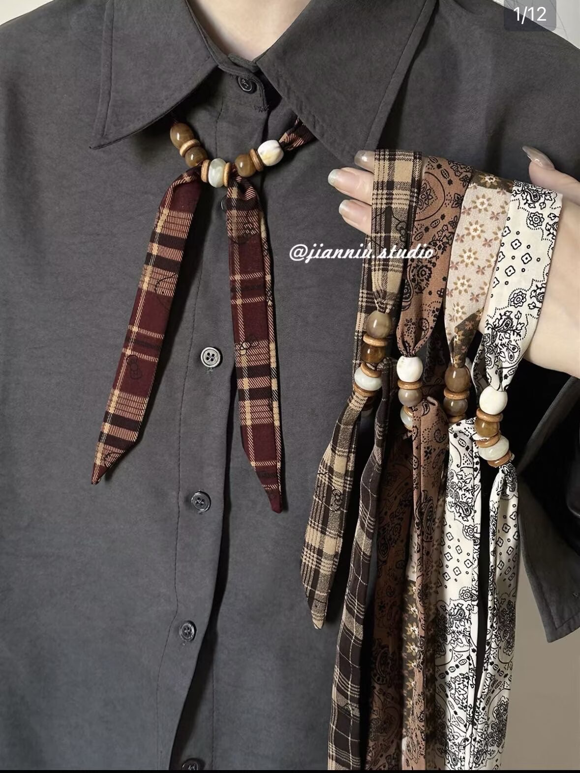 Hot seller 🔥 multi-functional beaded silk scarf chain ZZTY045# need more new styles ask me for pictures, welcome to purchase Specification image