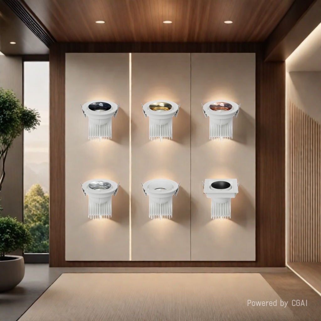 The SXL Mustang universal spotlight is recessed, adjustable, with a narrow border, small opening, high power, and high color rendering index. It offers three color temperatures: 3000K, 4000K, and 6500K Specification image
