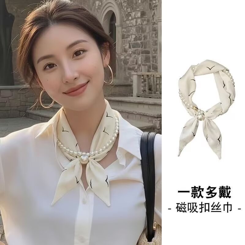Hot seller 🔥 pearl magnetic clasp double corner towel ZZTY043# need more new styles ask me for pictures, 06# glass beads 06#, 05# plastic beads; [Handshake Application Scenario