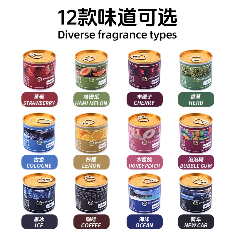 Cross-border aluminum cans, car aromatherapy cans, solid balm, car perfume, car odor removal, home and pet room freshness Specification image