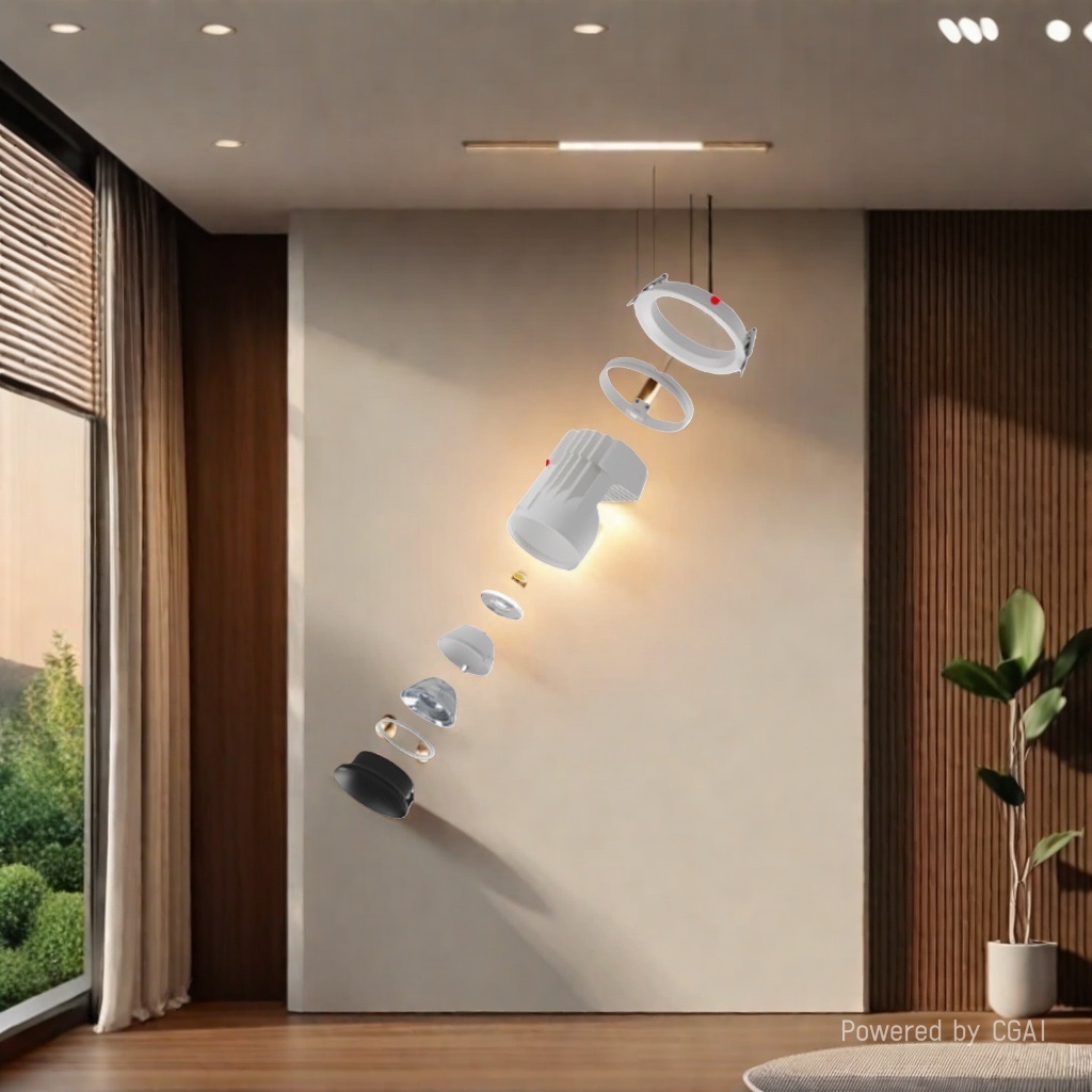 The SXL Mustang universal spotlight is recessed, adjustable, with a narrow border, small opening, high power, and high color rendering index. It offers three color temperatures: 3000K, 4000K, and 6500K Application Scenario