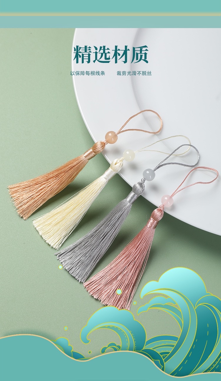 Tassel small pendant, 7 cm, beaded, ancient-style retro bookmark, tassel decoration, hanging accessory, pendant, wholesale detail image 4