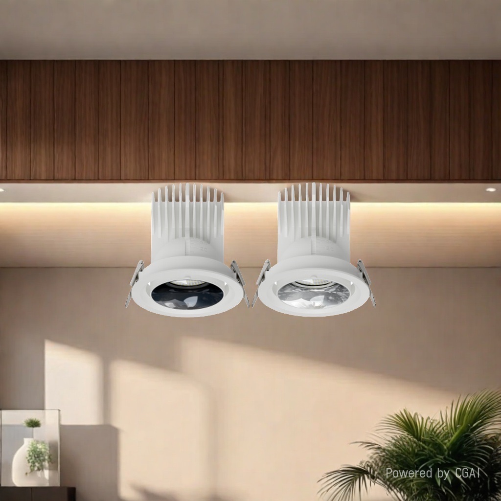 The SXL Mustang universal spotlight is recessed, adjustable, with a narrow border, small opening, high power, and high color rendering index. It offers three color temperatures: 3000K, 4000K, and 6500K