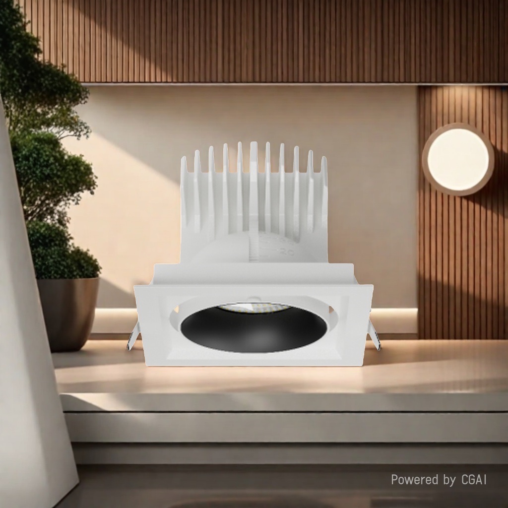 The SXL Mustang universal spotlight is recessed, adjustable, with a narrow border, small opening, high power, and high color rendering index. It offers three color temperatures: 3000K, 4000K, and 6500K details Picture