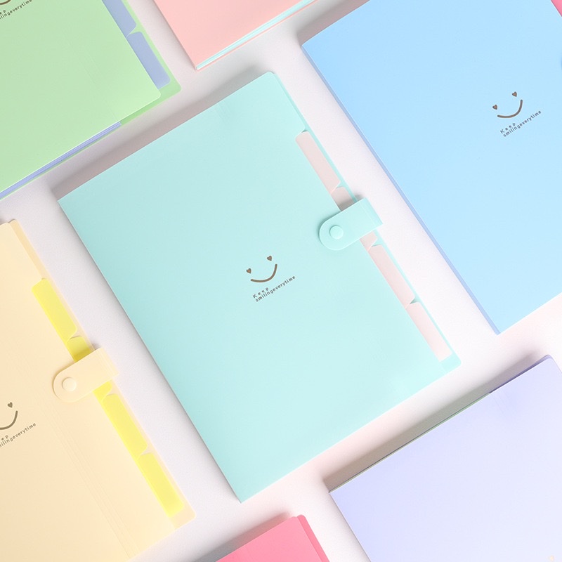 Smiling face file bag student test paper storage materials A4 organ bag Specification image