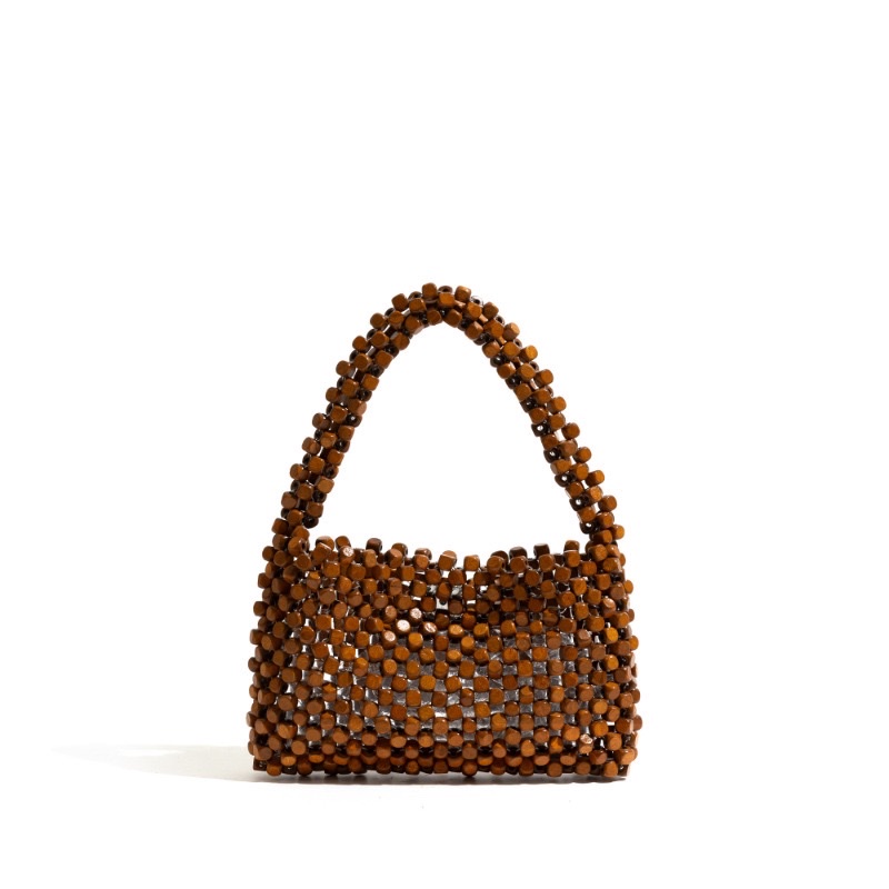 A new retro creative woven hand-held beaded women's bag with a strong sense of handcrafting and high-end chain single-shoulder crossbody bag detail image 7